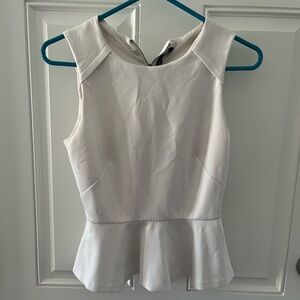 White peplum top, zipper back